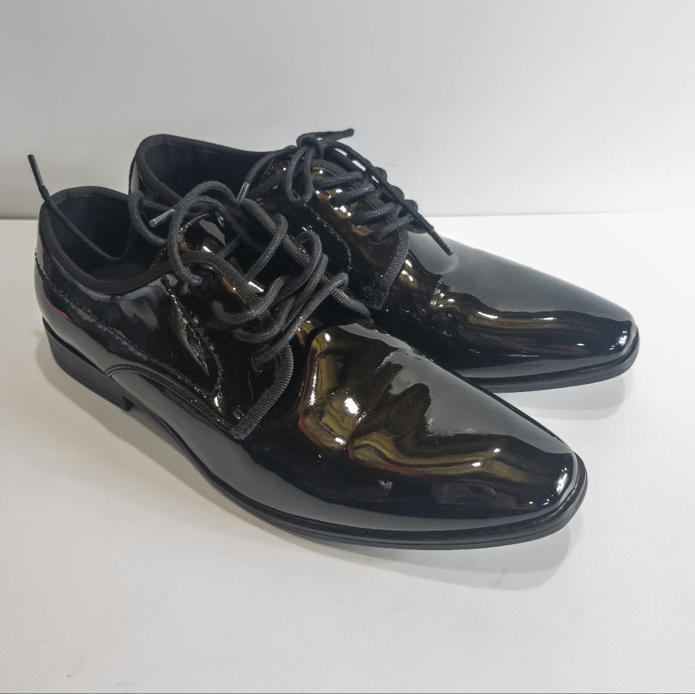 Alfani Men's Warner Patent Lace-up Oxfords Black -8 - Picture 5 of 7